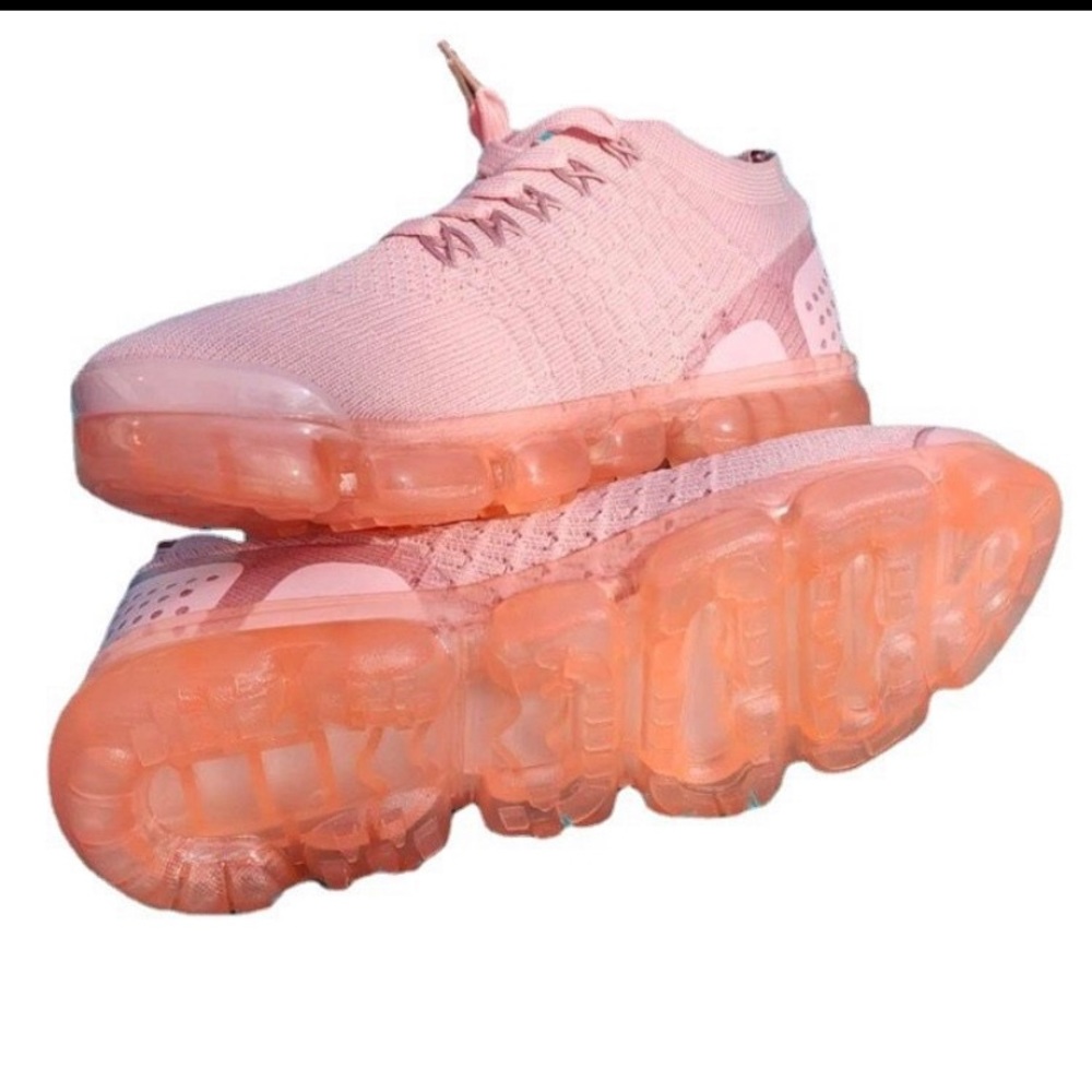 trendy powder pink tennis shoe